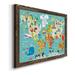 Zoomie Kids Children's World Map - Picture Frame Graphic Art on Canvas Canvas, Solid Wood in Black/Blue/Green | 24 H x 18 W x 1.5 D in | Wayfair