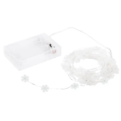 LED Micro-Lichterkette Schneeflocken, mit Batteriekasten und Timer, 40 LEDs Image