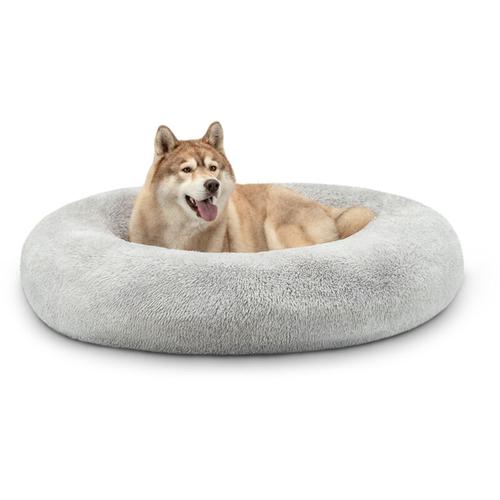 Hundebett rund Hundekissen Hundesofa Donut 120cm Durchmesser, hellgrau – Lionto