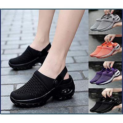 Mesh Slip On Air Cushion Garden Shoes Summer Platform Mesh Mules Sneaker Sandals Orthopedic Walking Sandals QASW Women's Breathable Casual air Cushion Slip-on Shoes