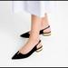 Zara Shoes | Brand New Zara Golden Heel Leather Shoes | Color: Black/Gold | Size: 6.5