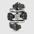 Gucci Jewelry | New Gucci Triple Wrap Tiger Head Ring Statement Ring With Pearl Gg Logo | Color: Silver/White | Size: Os