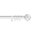 Home Harmony® Crystal Ball Finial Telescopic Extendable Curtain Pole set In Black or Silver and Matching Holdbacks Available (White, 180 - 340 cm)