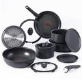 T-fal Ingenio Nonstick Cookware Set 14 Piece, Induction Oven Broiler Safe 500F, Pots and Pans, Oven, Broil, Dishwasher Safe, Detachable Handle, Onyx Black