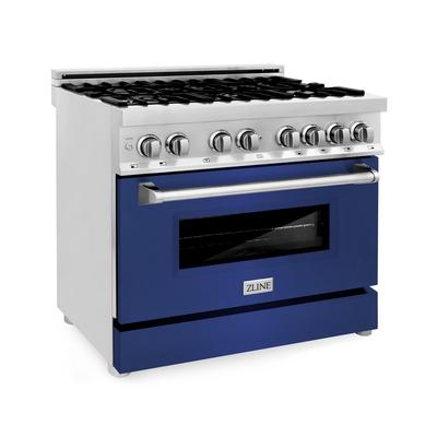 ZLINE 36 in. Professional 4.6 cu. ft. 6 Gas Burner/Electric Oven Range in Stainless Steel with Brass Burners (RA-BR-36) - ZLINE Kitchen and Bath RA-BR-36