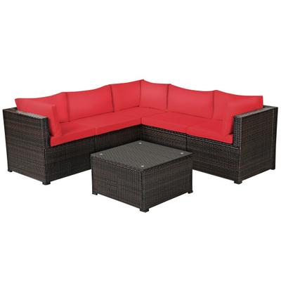 Costway 6 Pieces Patio Rattan Furniture Set Sectio...