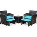 Gymax 5PCS Rattan Patio Furniture Set Chair & Ottoman Set w/ Turquoise - See Details