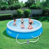 Bestway Fast Set Round Inflatable Outdoor Above Ground Swimming Pool Set Plastic in Blue | 20 H x 72 W x 72 D in | Wayfair 57392E-BW