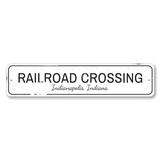 Lizton Sign Shop, Inc Railroad Crossing Custom Aluminum Sign Metal in Black/Gray/White | 4 H x 18 W x 0.04 D in | Wayfair 1505-A418