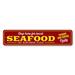 Lizton Sign Shop, Inc Local Seafood Stop Here Custom Aluminum Sign Metal in Gray/Red/Yellow | 4 H x 18 W x 0.04 D in | Wayfair 1645-A418