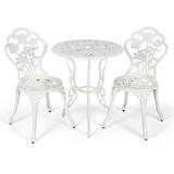 Costway Outdoor Cast Aluminum Patio Furniture Set with Rose Design-White