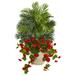 3.5' Geranium & Areca Palm Artificial Plant - 28"D x 28"W x 42"H