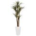 6.5' Giant Yucca Artificial Tree in White Planter UV Resistant - Green