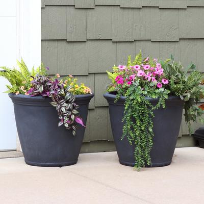 Sunnydaze Anjelica Outdoor Flower Pot Planter - Slate Finish - 24-Inch