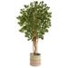 6' Japanese Maple Artificial Tree in Handmade Natural Cotton Multicolored Woven Planter - 36 x 36 x 72 inch