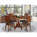 East West Furniture Dining Room Furniture Set- A Round Dining Table and Faux Leather Chairs, Mahogany(Pieces Options)