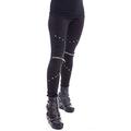 Vixxsin Punk Gothic Wind Zipper Rivets Stretchy Long Leggings Pants Trousers - Black (XL - UK 14-16)