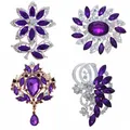 DIEZI-Broche violette pour bouquet de mariée bijoux coréens fleur cristal biscuits épingles