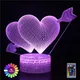 Romantique amour Led veilleuse en forme de coeur veilleuse chambre décor bureau ornement 3d lampe