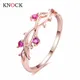KNOCK-Bague plaquée or rose pour femme fleur de luxe matiques en cristal Zcomprend sur le cuir