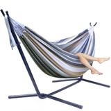 Double Hammock with Steel Stand Two Person Adjustable Hammock Bed - Storage Carrying Case Included