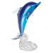 Murano Style Art Glass Dolphin Riding a Wave Sculpture - 10" x 6" x 4"