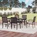 Lark Manor™ Alyah Rectangular 6 - Person 58.9" Long Outdoor Dining Set w/ Cushions Metal/Wicker/Rattan in Black | 29 H x 60 W x 35 D in | Wayfair