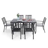 Lark Manor™ Alyah Rectangular 6 - Person 58.9" Long Outdoor Dining Set Metal in Black | 28.7 H x 58.9 W x 35.4 D in | Wayfair
