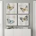 August Grove® Postcard Butterfly I - 4 Piece Wrapped Canvas Print Set Canvas, Solid Wood in Black/Blue/Green | 16 H x 64 W x 1 D in | Wayfair