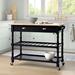 Alcott Hill® Celia 45" Kitchen Cart w/ Butcher Block Top & Locking Wheels Wood in Black | 36 H x 44 W x 20.5 D in | Wayfair