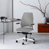 Via Seating 4U Ergonomic Adjustable Task Chair, Sliding Seat, Adj. Arms, Contract Grade, White Frame, Genuine Leather Seat