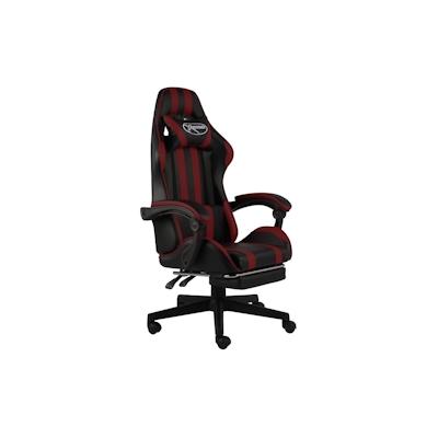 vidaXL Gaming-Stuhl mit Fußstütze Schwarz und Weinrot Kunstleder Image