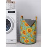 East Urban Home Ambesonne Floral Laundry Bag Fabric in Green/Orange | 12.99 H x 12.99 W in | Wayfair 2FED97E4BF4E411CA1C5C6398B61D1DA