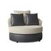 Barrel Chair - Red Barrel Studio® Isavella Swivel Barrel Chair Faux Leather/Polyester/Cotton/Other Performance Fabrics in Gray/Black | Wayfair