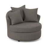 Barrel Chair - Andover Mills™ Alsup Barrel Chair Faux Leather/Polyester/Cotton/Other Performance Fabrics in Brown | 38 H x 46 W x 44 D in | Wayfair