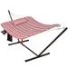 Arlmont & Co. Double Spreader Bar Hammock w/ Stand Polyester in Red/Blue | 44 H x 54 W x 146 D in | Wayfair CB33CC189D104EAD8C54B82E29835B0F