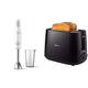 Philips ProMix Stabmixer HR2534/00 (650 W, Spritzschutz, inkl. Messbecher) weiß, Metall & HD2581/90 Toaster, integrierter Brötchenaufsatz, 8 Bräunungsstufen, schwarz