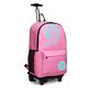 KONO Trolley Jungen Rucksack Kindergepäck mit Rollen Reflektierender Schulranzen für Teenager Herren Damen Reisen und Büro Outdoor Camping (Rosa)