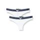 Emporio Armani Women's Underwear Bi-Pack Brazilian Brief Iconic Logoband, White/White, XS