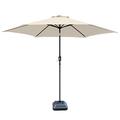 Greenbay 2.7M Round Garden Parasol Umbrella Outdoor Sun Shade for Patio/Beach/Pool Tilt Umbrella Cream + Parasol Base