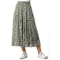 Roman Originals Womens Ditsy Floral Burnout Midi Skirt - Ladies Smart Casual Office Work Midi Length Skirts Flare Detail Shape Spring Summer Elasticated Holiday Skirts - Multi - Size 14