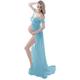 FEOYA-Off Shoulders Dress Props Photography Clothes for Maternity Maxi Dresses Evening Dress Strapless Gown Ladies Wedding Dresses Photo Shoot Women Pregnants Light Blue