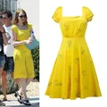 La La Land-Robe Patineuse Florale pour Adultes Cosplay Mia Emma GelStone Jaune Été Éducatif