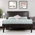 Latitude Run® Amaar Platform Bed Upholstered/Metal/Faux leather in Black | 46.7 H x 56.7 W x 79.2 D in | Wayfair ZIPC6038 34146166