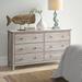 Highland Dunes Dufrene 6 Drawer 57.29" W Double Dresser Wood in Brown/Gray/White | 31.97 H x 57.29 W x 16.54 D in | Wayfair