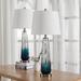 Rosecliff Heights Aislin 28.75" Gradient Blue Bedside Table Lamp Set Glass/Linen/Metal in Blue/White | 29 H x 13 W x 13 D in | Wayfair