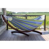 Bay Isle Home™ Vivere Holyoke Double Hammock w/ Solid Pine Arc Stand- Available in Sunbrella or in Green/White/Blue | Wayfair