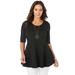 Plus Size Women's Stretch Cotton Peplum Tunic by Jessica London in Black (Size 30/32) Top