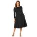 Plus Size Women's Long Sleeve Ponte Dress by Jessica London in Black (Size 12 W)