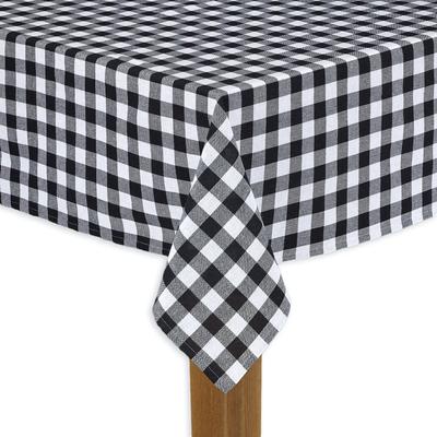 Wide Width BUFFALO CHECK TABLECLOTHS by LINTEX LINENS in Black (Size 52" W 70" L)
